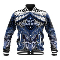 Aotearoa Iwi Ngati Tuwharetoa Personalised Baseball Jacket Maori Kowhaiwhai Pattern LT19 Unisex Blue - Polynesian Pride