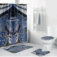 Aotearoa Iwi Ngati Tuwharetoa Bathroom Set Maori Kowhaiwhai Pattern LT19 Bathroom Set (4 pcs) Blue - Polynesian Pride