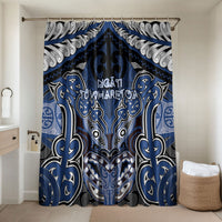 Aotearoa Iwi Ngati Tuwharetoa Bathroom Set Maori Kowhaiwhai Pattern LT19 Shower Curtain Only Blue - Polynesian Pride