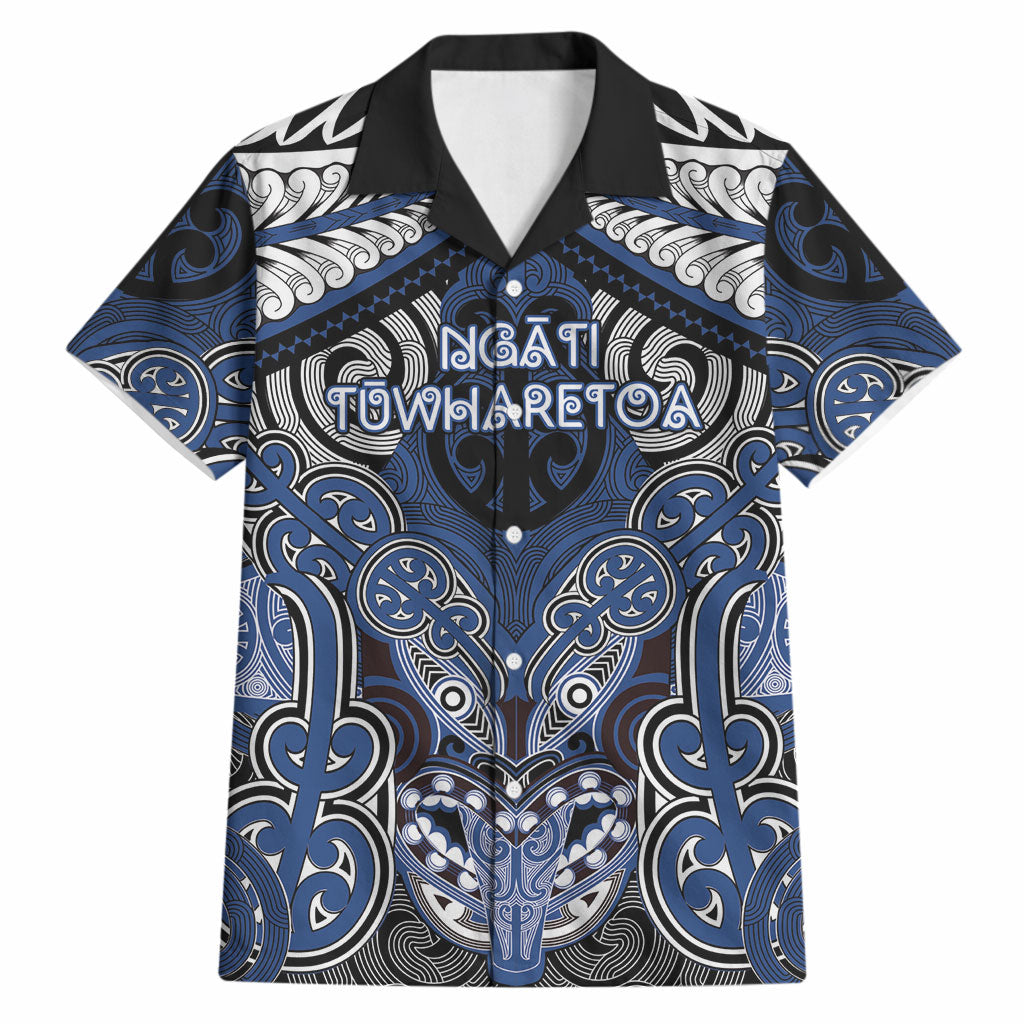 Aotearoa Iwi Ngati Tuwharetoa Personalised Hawaiian Shirt Maori Kowhaiwhai Pattern LT19 Blue - Polynesian Pride