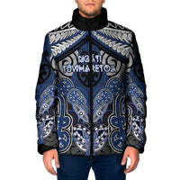 Aotearoa Iwi Ngati Tuwharetoa Personalised Padded Jacket Maori Kowhaiwhai Pattern LT19 Men Blue - Polynesian Pride