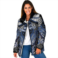 Aotearoa Iwi Ngati Tuwharetoa Personalised Padded Jacket Maori Kowhaiwhai Pattern LT19 Women Blue - Polynesian Pride