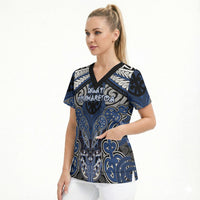 Aotearoa Iwi Ngati Tuwharetoa Personalised Scrub Top Maori Kowhaiwhai Pattern LT19 - Polynesian Pride