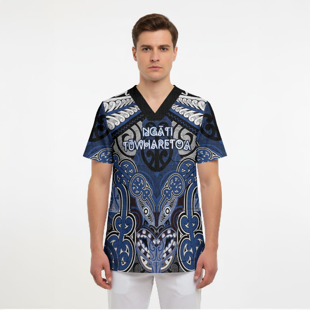 Aotearoa Iwi Ngati Tuwharetoa Personalised Scrub Top Maori Kowhaiwhai Pattern LT19 - Polynesian Pride