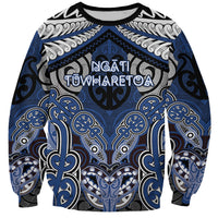 Aotearoa Iwi Ngati Tuwharetoa Personalised Sweatshirt Maori Kowhaiwhai Pattern LT19 Unisex Blue - Polynesian Pride