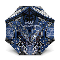 Aotearoa Iwi Ngati Tuwharetoa Umbrella Maori Kowhaiwhai Pattern LT19 One Size Folded 11.42 inch Opened Diameter 37.4 inch Blue - Polynesian Pride