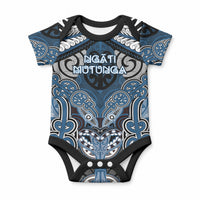 Aotearoa Iwi Ngati Mutunga Personalised Baby Onesie Maori Kowhaiwhai Pattern LT19 Blue - Polynesian Pride