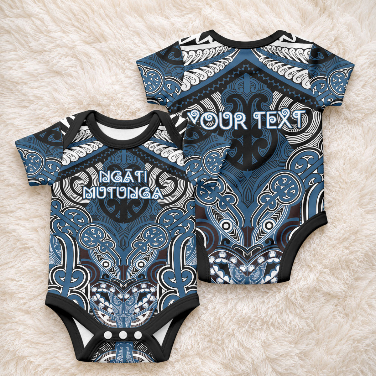 Aotearoa Iwi Ngati Mutunga Personalised Baby Onesie Maori Kowhaiwhai Pattern LT19 - Polynesian Pride