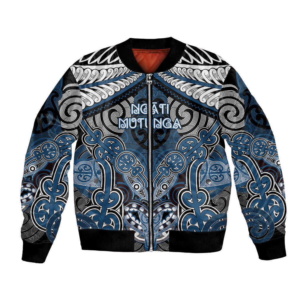 Aotearoa Iwi Ngati Mutunga Personalised Bomber Jacket Maori Kowhaiwhai Pattern LT19 Unisex Blue - Polynesian Pride