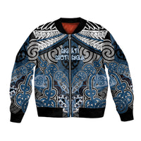Aotearoa Iwi Ngati Mutunga Personalised Bomber Jacket Maori Kowhaiwhai Pattern LT19 Unisex Blue - Polynesian Pride