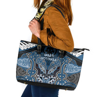 Aotearoa Iwi Ngati Mutunga Leather Tote Bag Maori Kowhaiwhai Pattern