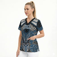 Aotearoa Iwi Ngati Mutunga Personalised Scrub Top Maori Kowhaiwhai Pattern LT19 - Polynesian Pride
