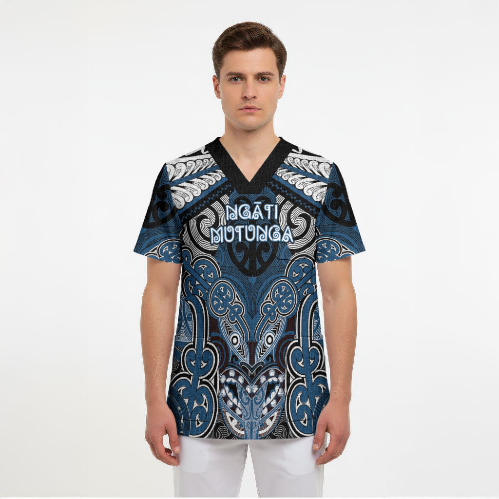Aotearoa Iwi Ngati Mutunga Personalised Scrub Top Maori Kowhaiwhai Pattern LT19 - Polynesian Pride
