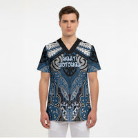 Aotearoa Iwi Ngati Mutunga Personalised Scrub Top Maori Kowhaiwhai Pattern LT19 - Polynesian Pride