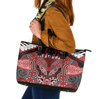 Aotearoa Iwi Te Ati Awa Leather Tote Bag Maori Kowhaiwhai Pattern