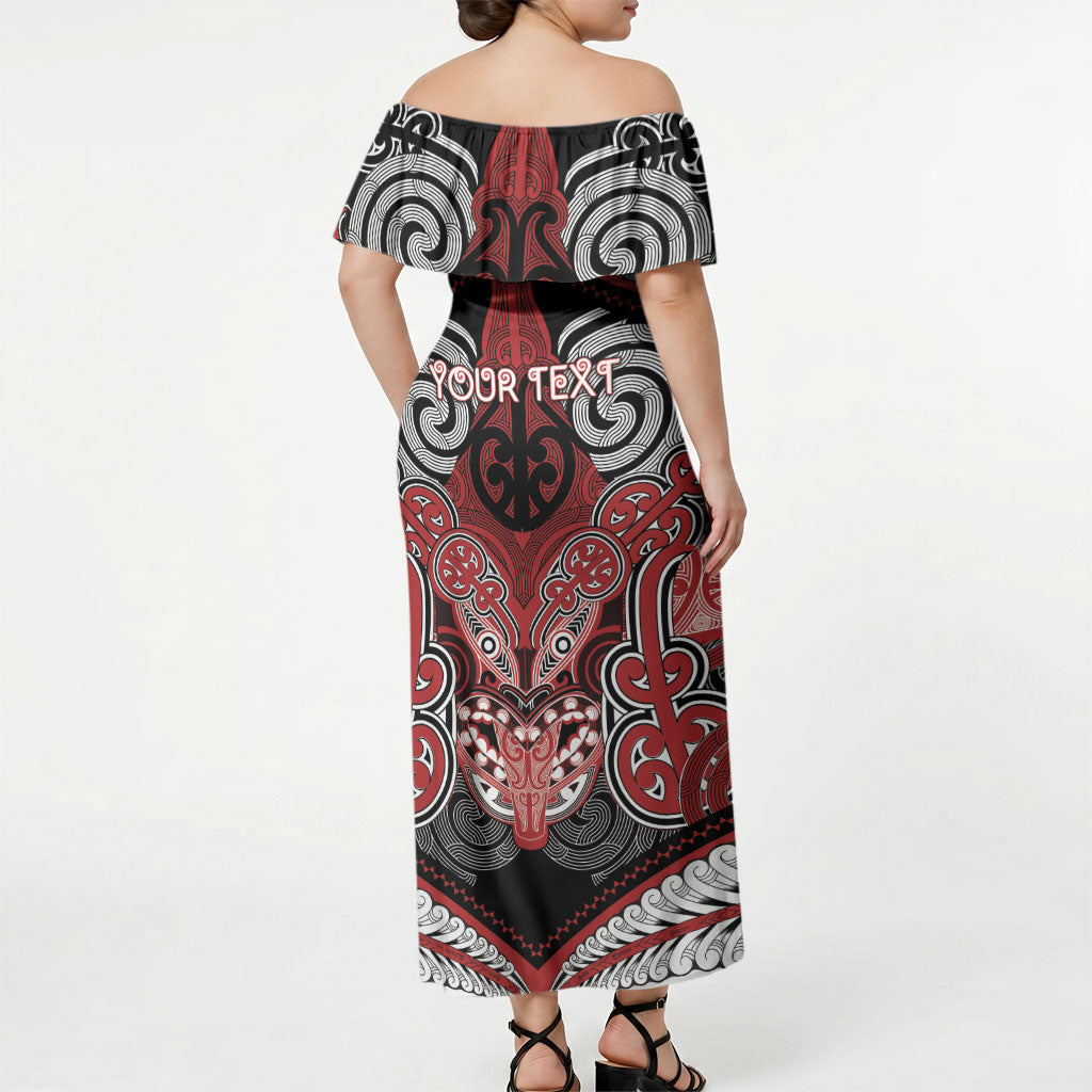 Aotearoa Iwi Te Ati Awa Personalised Off Shoulder Maxi Dress Maori Kowhaiwhai Pattern LT19 - Polynesian Pride
