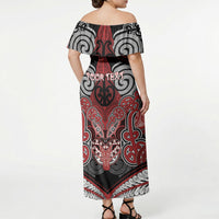 Aotearoa Iwi Te Ati Awa Personalised Off Shoulder Maxi Dress Maori Kowhaiwhai Pattern LT19 - Polynesian Pride