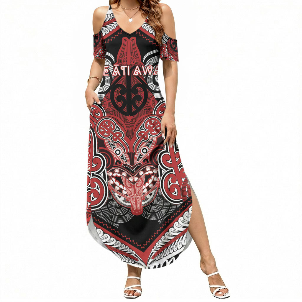 Aotearoa Iwi Te Ati Awa Personalised Summer Maxi Dress Maori Kowhaiwhai Pattern