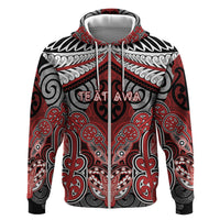 Aotearoa Iwi Te Ati Awa Personalised Zip Hoodie Maori Kowhaiwhai Pattern