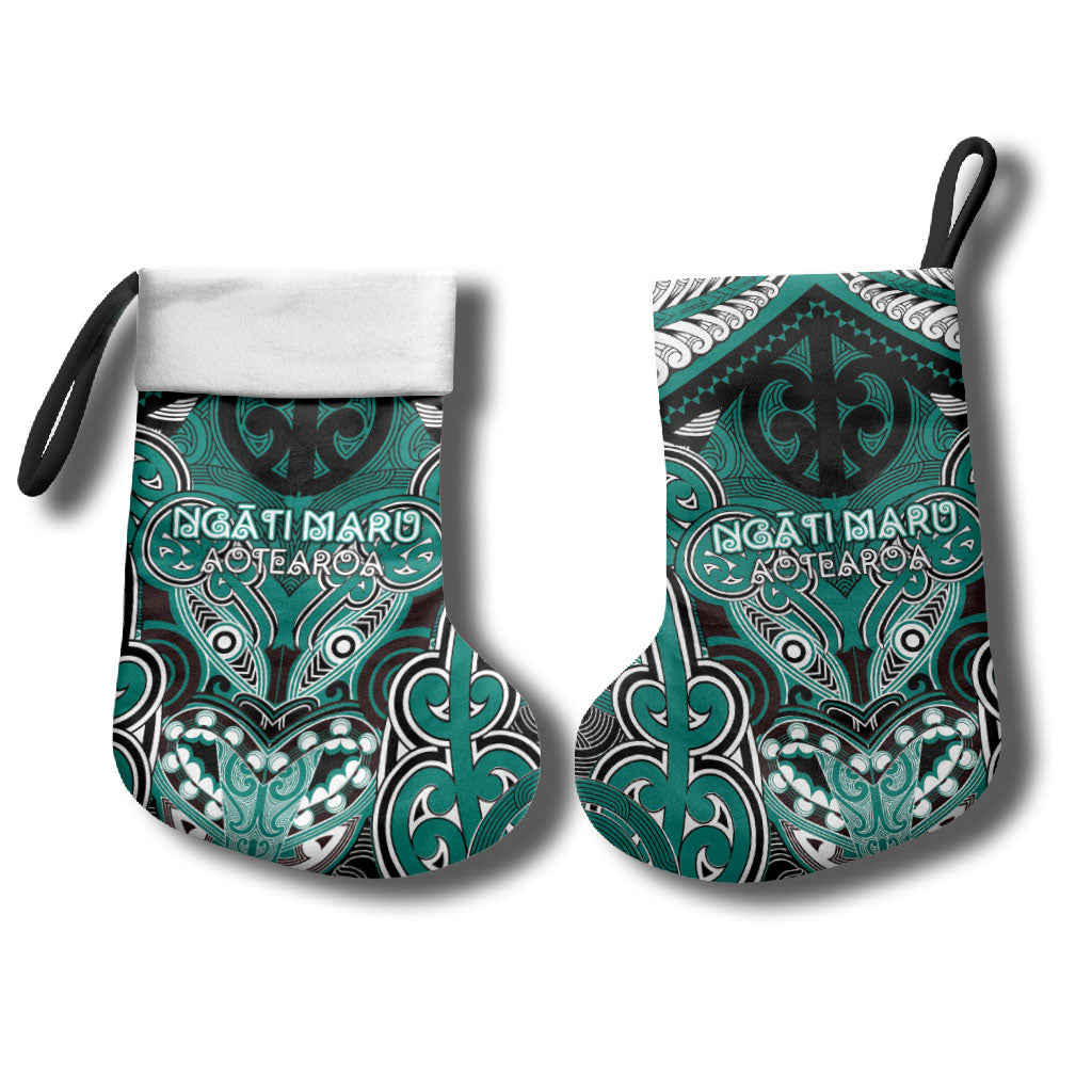 Aotearoa Iwi Ngati Maru Personalised Christmas Stocking Maori Kowhaiwhai Pattern