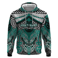 Aotearoa Iwi Ngati Maru Personalised Hoodie Maori Kowhaiwhai Pattern LT19 Pullover Hoodie Deep Teal - Polynesian Pride