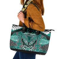 Aotearoa Iwi Ngati Maru Leather Tote Bag Maori Kowhaiwhai Pattern