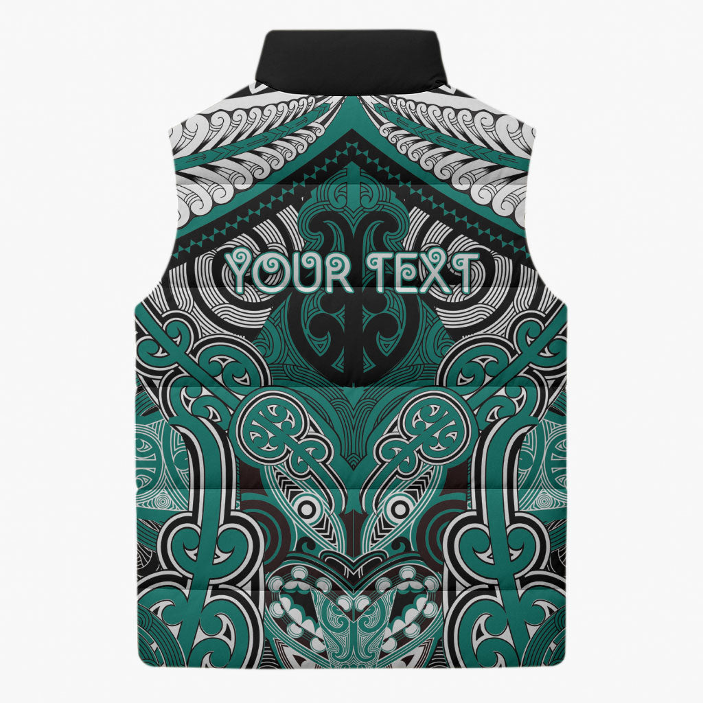 Aotearoa Iwi Ngati Maru Personalised Sleeveless Puffer Jacket Maori Kowhaiwhai Pattern