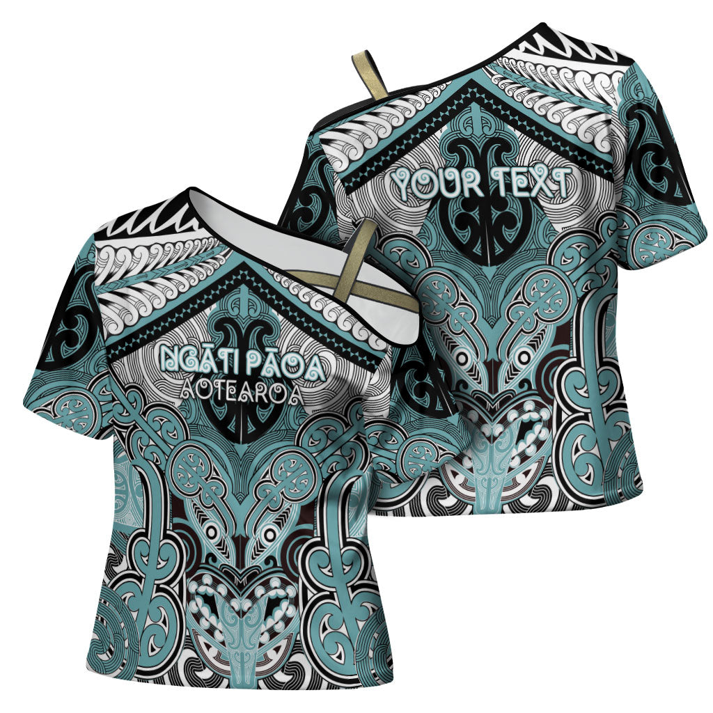 Aotearoa Iwi Ngati Paoa Personalised Cross Shoulder Shirt Maori Kowhaiwhai Pattern LT19 - Polynesian Pride