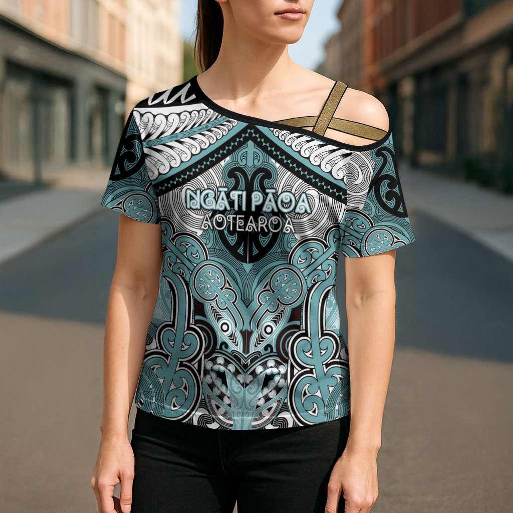 Aotearoa Iwi Ngati Paoa Personalised Cross Shoulder Shirt Maori Kowhaiwhai Pattern LT19 - Polynesian Pride