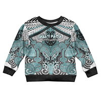Aotearoa Iwi Ngati Paoa Personalised Kid Ugly Christmas Sweater Maori Kowhaiwhai Pattern LT19 Kid Turquoise - Polynesian Pride