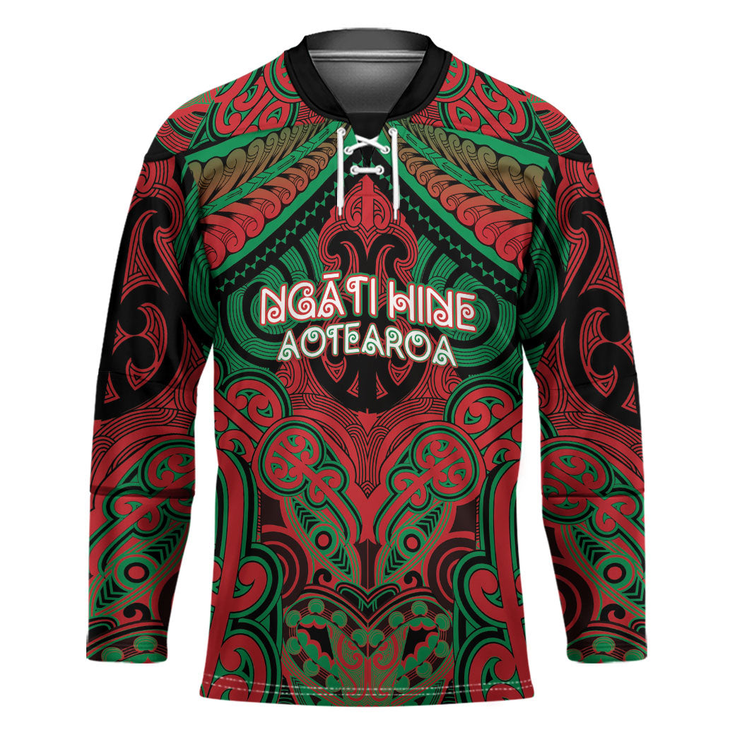 Aotearoa Iwi Ngati Hine Personalised Hockey Jersey Maori Kowhaiwhai Pattern LT19 Unisex Green - Polynesian Pride