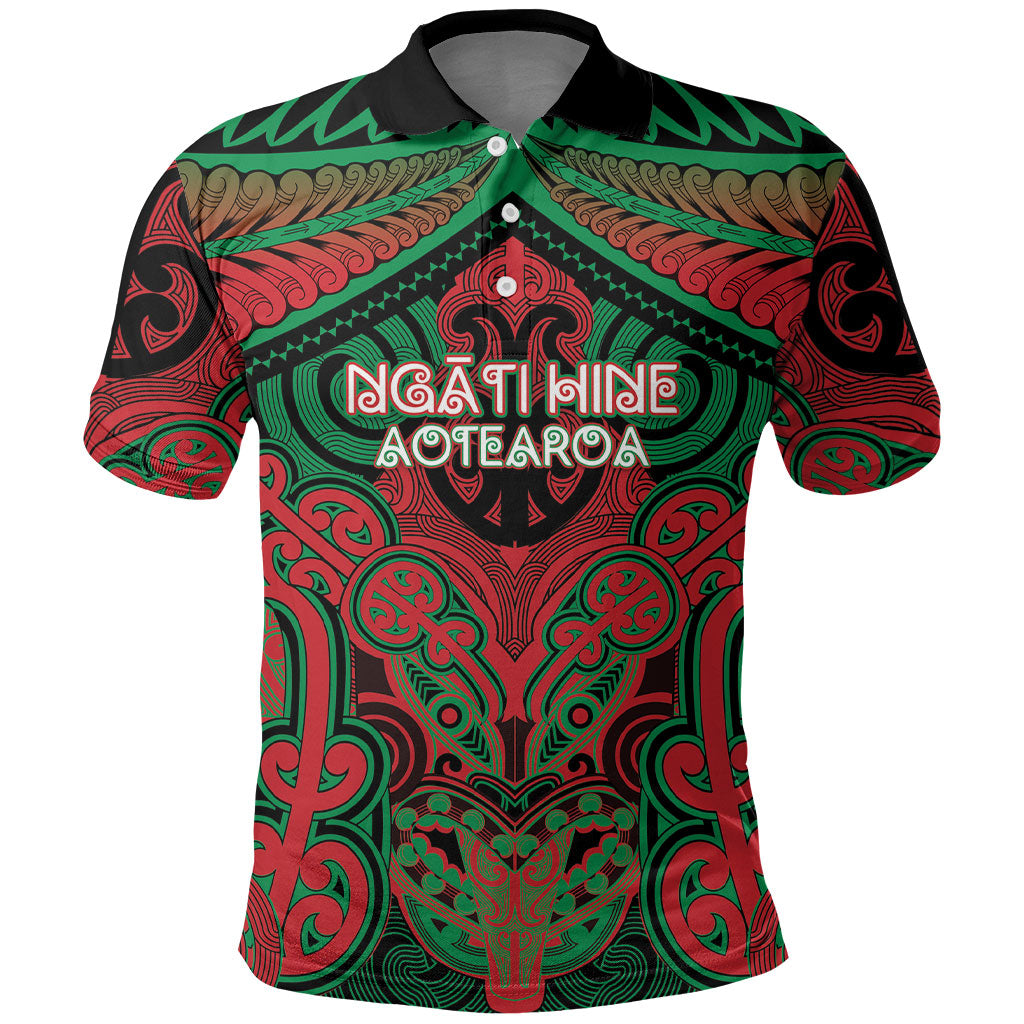 Aotearoa Iwi Ngati Hine Personalised Polo Shirt Maori Kowhaiwhai Pattern LT19 Green - Polynesian Pride