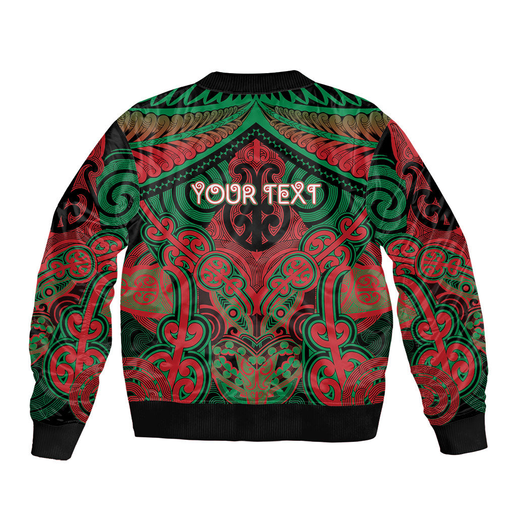 Aotearoa Iwi Ngati Hine Personalised Sleeve Zip Bomber Jacket Maori Kowhaiwhai Pattern
