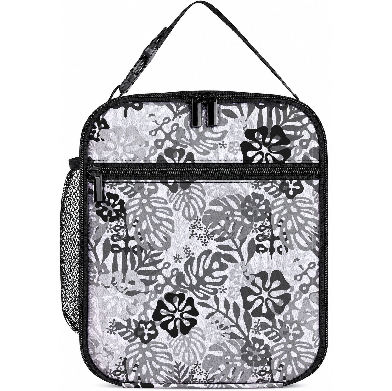 White Aloha Hawaiian Lunch Bag Monstera Hibiscus Tropical Pattern LT19 10.2 × 8.3 × 4.3 inch White - Polynesian Pride