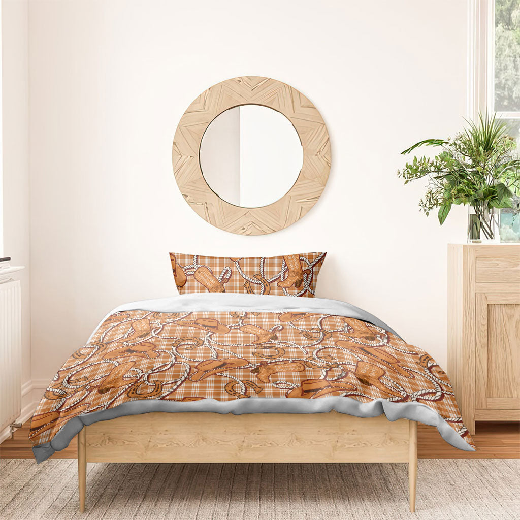 Brown Hawaii Palaka Cowboy Bedding Set Hawaiian Paniolo Festival Spirit LT19 - Polynesian Pride