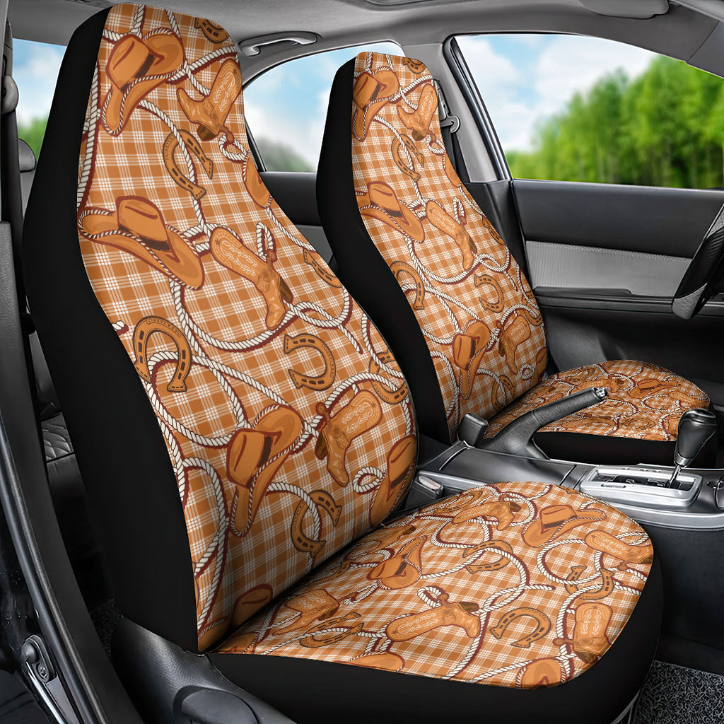 Brown Hawaii Palaka Cowboy Car Seat Cover Hawaiian Paniolo Festival Spirit LT19 - Polynesian Pride