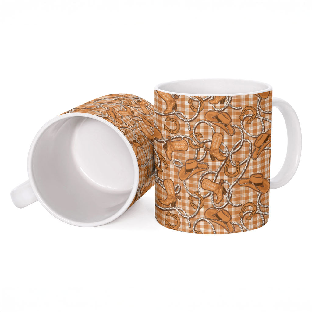 Brown Hawaii Palaka Cowboy Ceramic Mug Hawaiian Paniolo Festival Spirit LT19 - Polynesian Pride