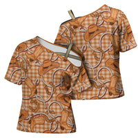 Brown Hawaii Palaka Cowboy Cross Shoulder Shirt Hawaiian Paniolo Festival Spirit LT19 - Polynesian Pride