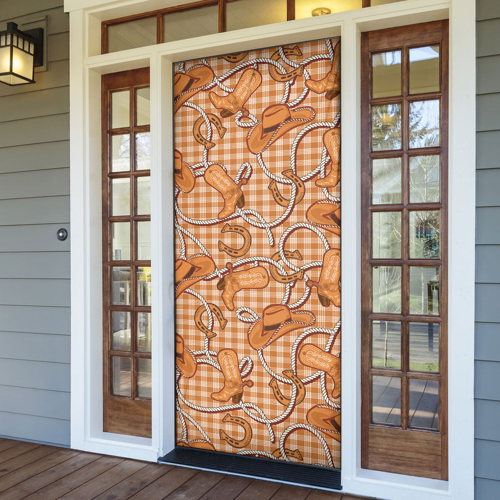 Brown Hawaii Palaka Cowboy Door Cover Hawaiian Paniolo Festival Spirit LT19 - Polynesian Pride