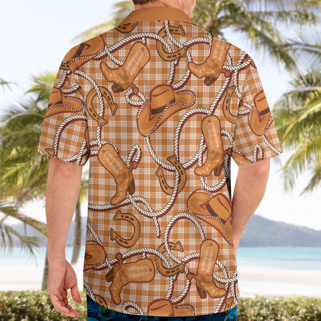 Brown Hawaii Palaka Cowboy Hawaiian Shirt Hawaiian Paniolo Festival Spirit LT19 - Polynesian Pride