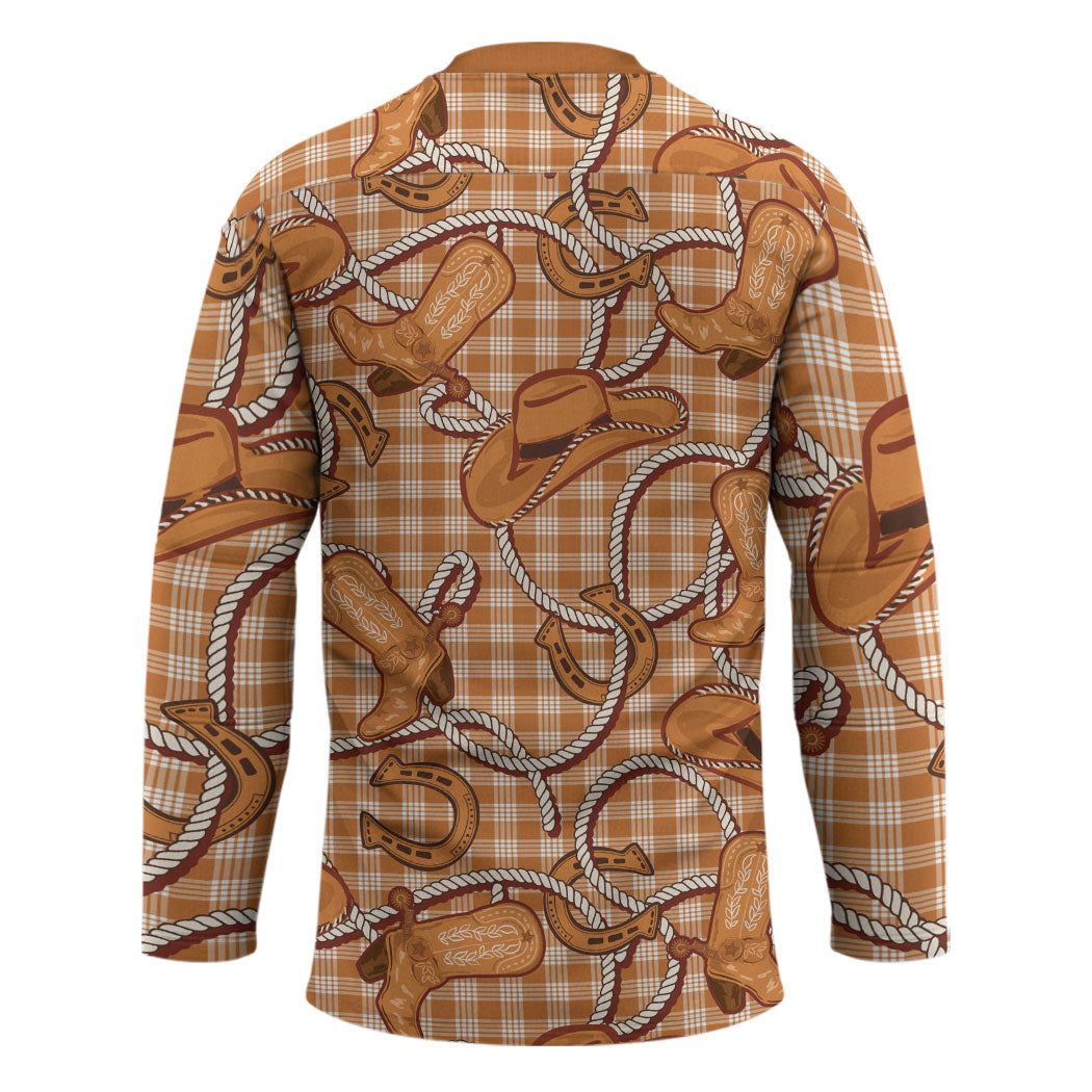 Brown Hawaii Palaka Cowboy Hockey Jersey Hawaiian Paniolo Festival Spirit LT19 - Polynesian Pride