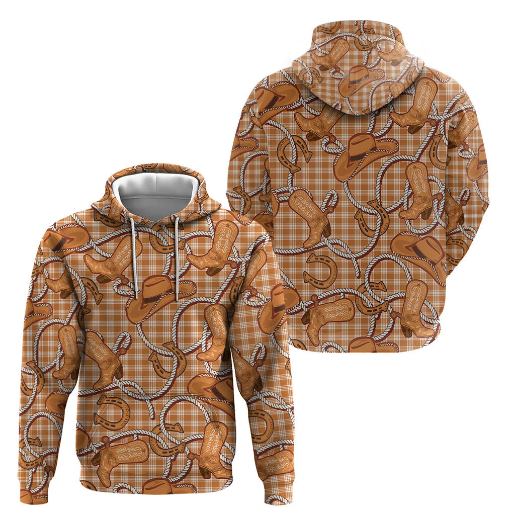 Brown Hawaii Palaka Cowboy Hoodie Hawaiian Paniolo Festival Spirit LT19 - Polynesian Pride