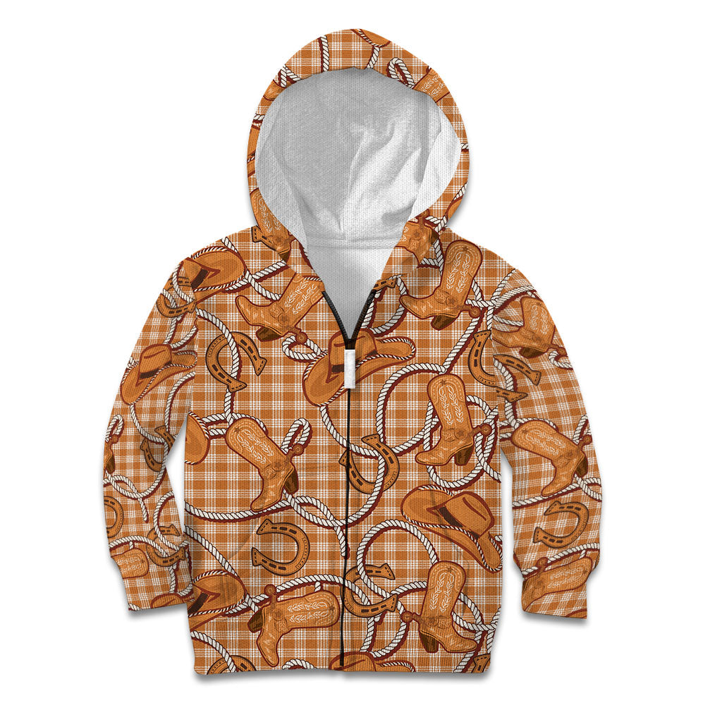 Brown Hawaii Palaka Cowboy Kid Hoodie Hawaiian Paniolo Festival Spirit LT19 Zip Hoodie Brown - Polynesian Pride