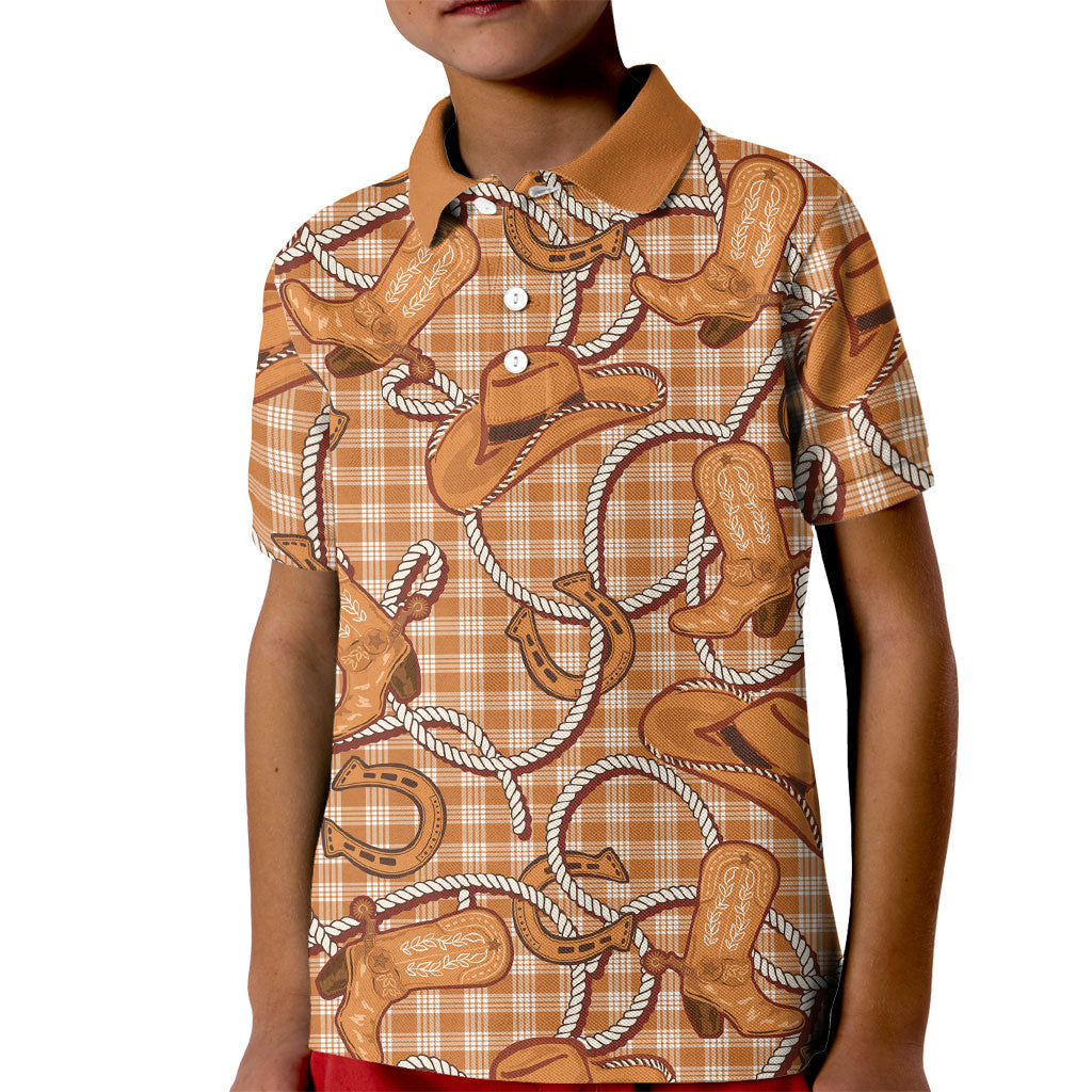 Brown Hawaii Palaka Cowboy Kid Polo Shirt Hawaiian Paniolo Festival Spirit