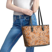 Brown Hawaii Palaka Cowboy Leather Tote Bag Hawaiian Paniolo Festival Spirit LT19 - Polynesian Pride