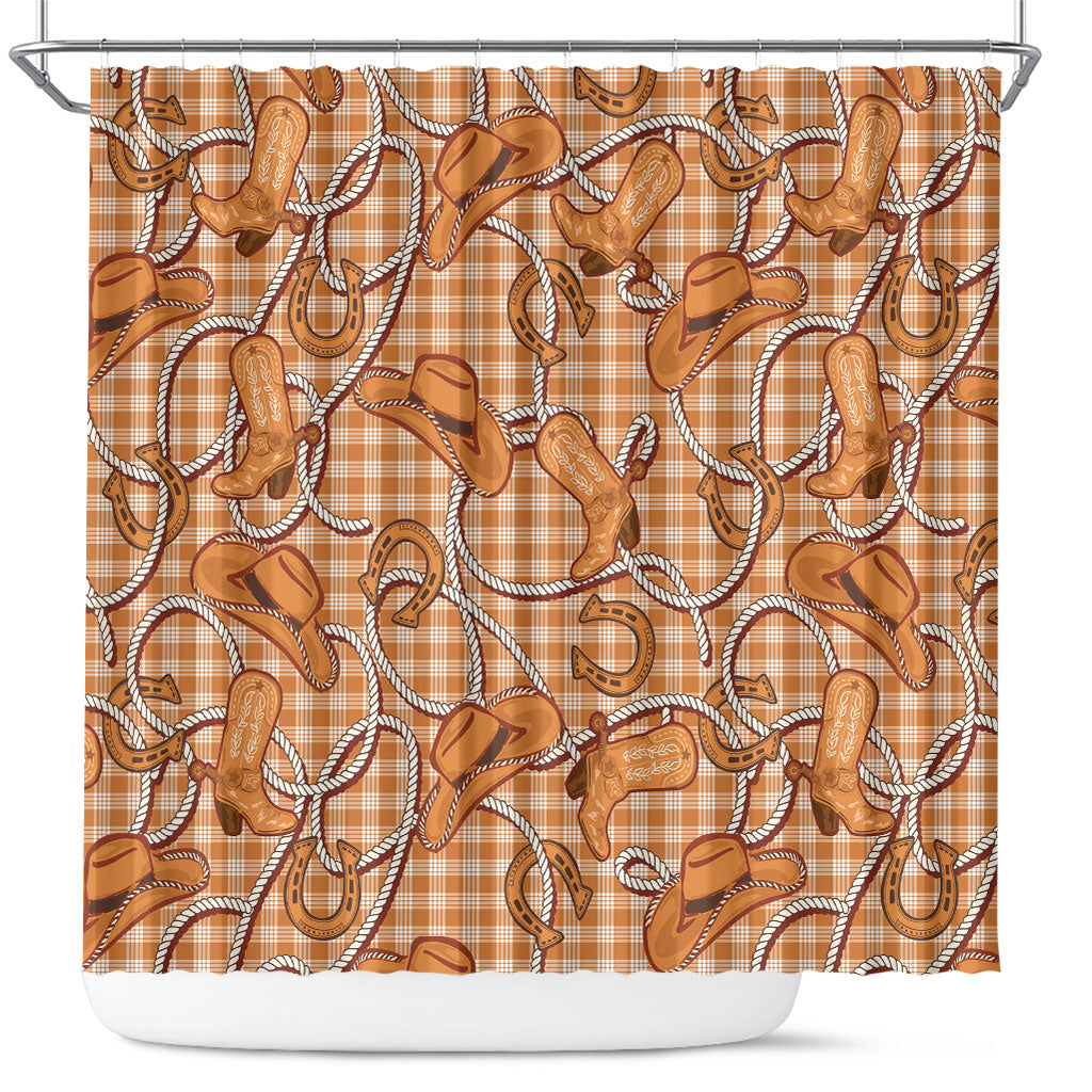 Brown Hawaii Palaka Cowboy Shower Curtain Hawaiian Paniolo Festival Spirit LT19 Brown - Polynesian Pride