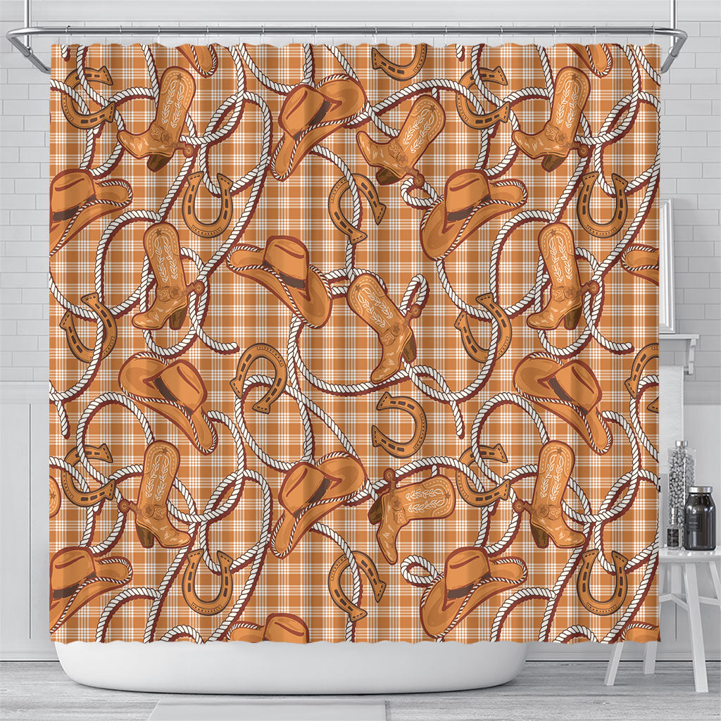 Brown Hawaii Palaka Cowboy Shower Curtain Hawaiian Paniolo Festival Spirit LT19 - Polynesian Pride