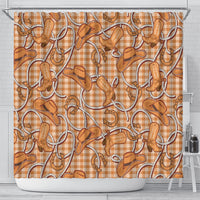 Brown Hawaii Palaka Cowboy Shower Curtain Hawaiian Paniolo Festival Spirit LT19 - Polynesian Pride