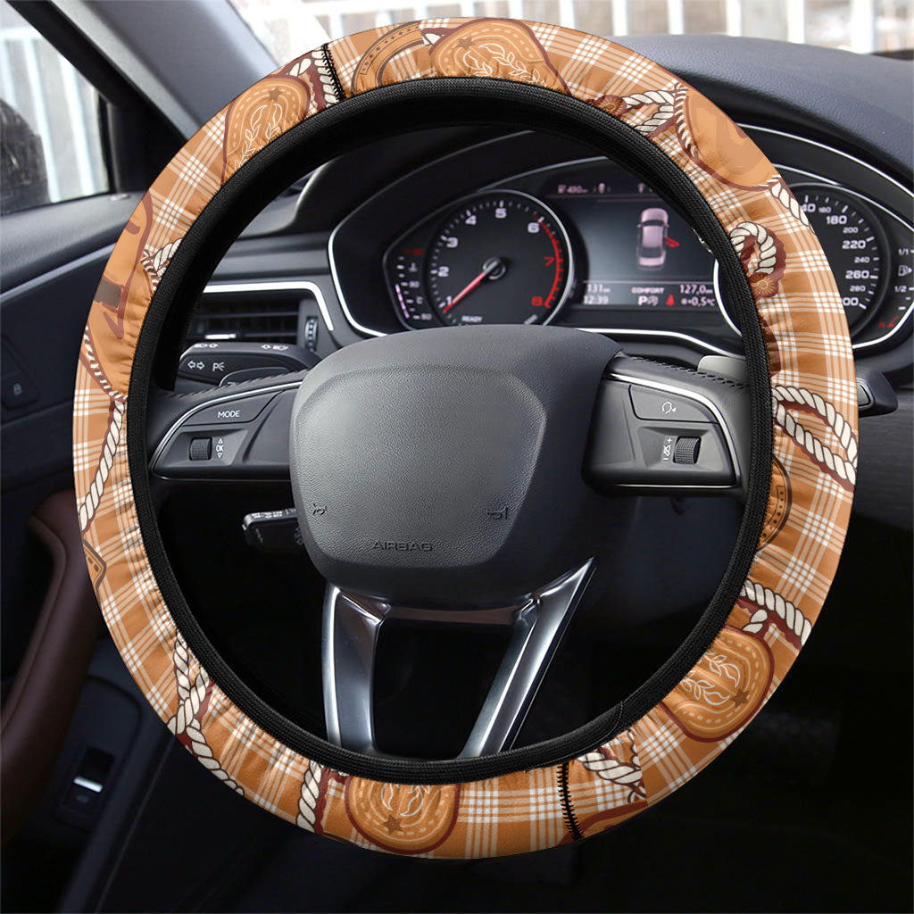 Brown Hawaii Palaka Cowboy Steering Wheel Cover Hawaiian Paniolo Festival Spirit LT19 - Polynesian Pride