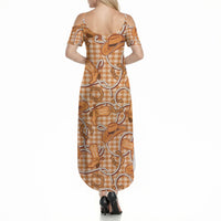 Brown Hawaii Palaka Cowboy Summer Maxi Dress Hawaiian Paniolo Festival Spirit LT19 - Polynesian Pride